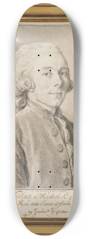 Charles Nicolas Cochin II - Portrait of Nicolas Michel Cury 8.25 inch art skate deck