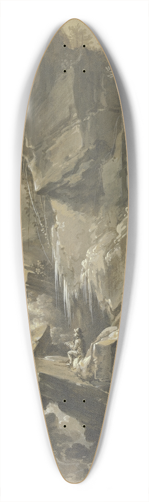 Johann Jakob Schillinger - Wasserfall, im Vordergrund ein Maler 39.3 inch art pintail longboard deck