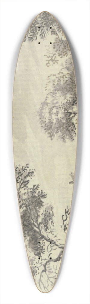 Johann Ludwig Aberli - Hgelige Landschaft mit Flu, Bumen und Husern 39.3 inch art pintail longboard deck