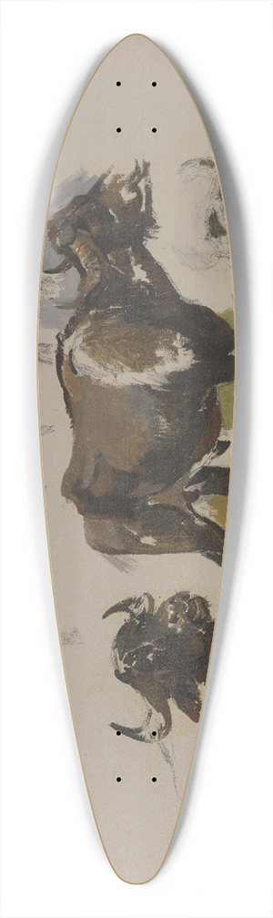 Johann Nepomuk Rauch - Buffalos and cattle 39.3 inch art pintail longboard deck