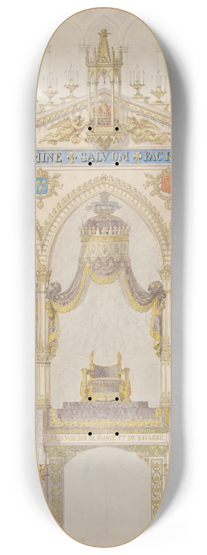 Charles Percier - Interior Elevation of Reims Cathedral with the Rood Screen and Throne for the Coronation of King Louis XVIII 8.25 inch art skate deck