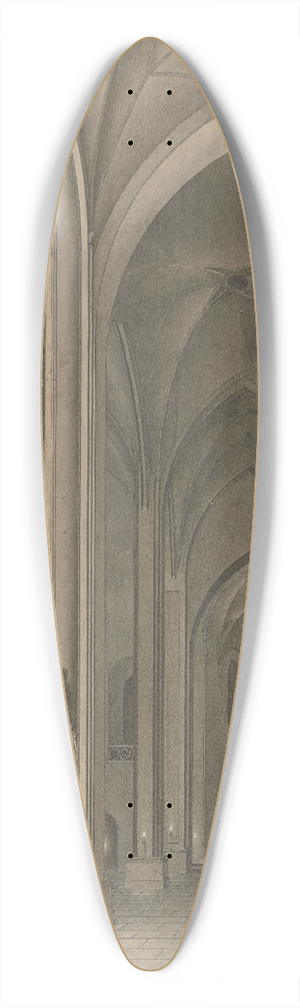 JOHANN VGELIN - Blick in die Seitenkapelle einer gotischen Kirche, in Abendbeleuchtung; im Vordergrund ein Chorknabe mit einer Fackel und zwei Priester 39.3 inch art pintail longboard deck