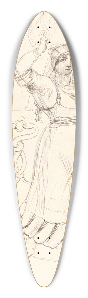 Johan Thomas Lundbye - Italiensk bondekone med et knippe kvas p hovedet. Studie af en hank forestillende to slanger som bider hinanden i hovedet 39.3 inch art pintail longboard deck