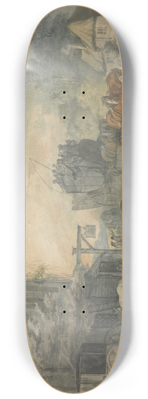 Charles Robertson - A Stagecoach and Four Dashing Through a Village on the Bath-London Road 8.25 inch art skate deck