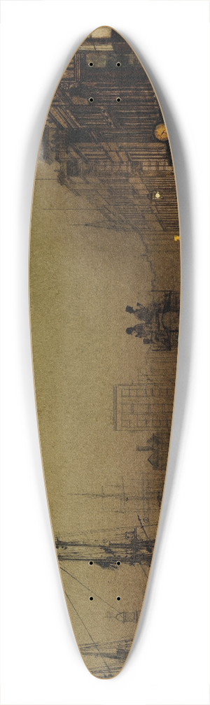 John Atkinson Grimshaw - Glasgow docks, at twilight 39.3 inch art pintail longboard deck