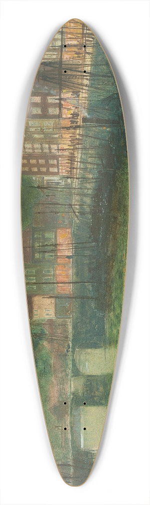 John Atkinson Grimshaw - Whitby docks 39.3 inch art pintail longboard deck