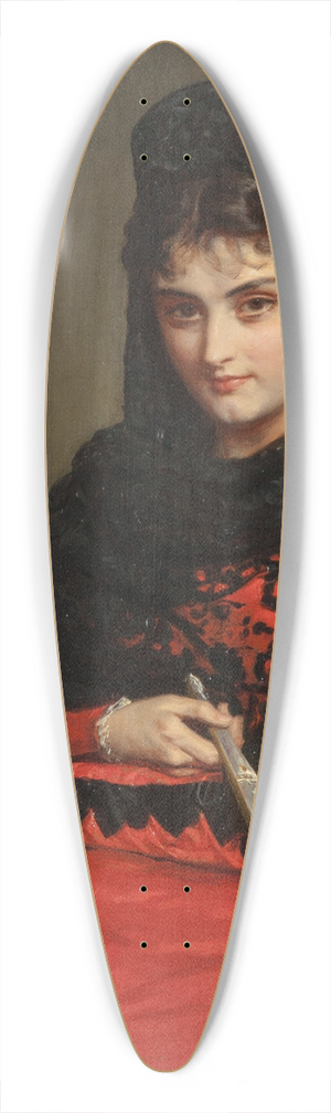 John Bagnold Burgess - A Spanish rose 39.3 inch art pintail longboard deck