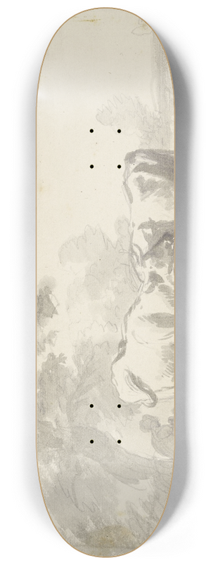 Adriaen van de Velde - Zwei Khe und einige Schafe, die Hirtin sitzt mit einem Kind unter einem Baum 8.25 inch art skate deck