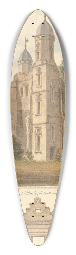 John Buckler - South West View of Old Burleigh Hall near Stamford, Lincolnshire 39.3 inch art pintail longboard deck