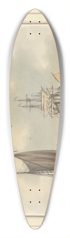 John Cleveley the younger - A Calm Day in the Anchorage 39.3 inch art pintail longboard deck
