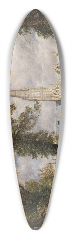 John Constable - Salisbury Cathedral from the Bishops Garden 39.3 inch art pintail longboard deck