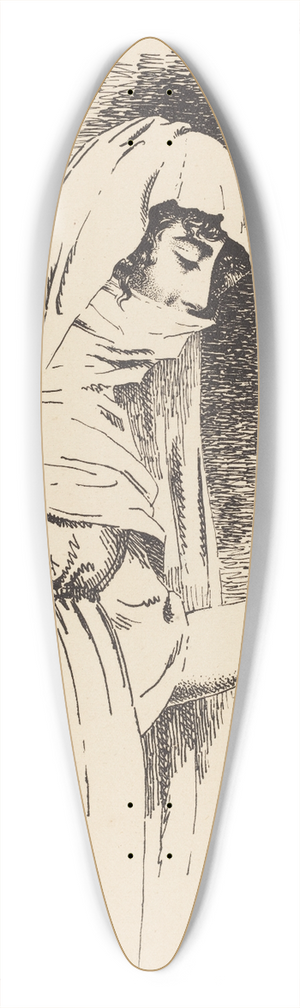 John Downman - Oriental Woman, Holding a Torch 39.3 inch art pintail longboard deck John Downman - Oriental Woman, Holding a Torch 39.3 inch art pintail longboard deck