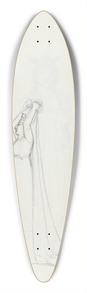 John Flaxman - Mrs. Siddons full length profile standing with arms over her head holding a veil 39.3 inch art pintail longboard deck