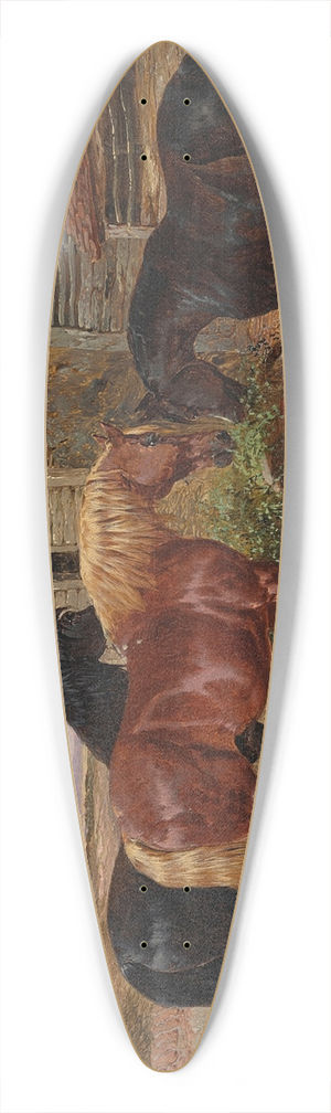 John Frederick Herring Jr. - Horses and pigs in a farmyard 39.3 inch art pintail longboard deck
