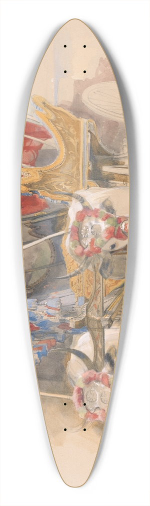 John Frederick Lewis - A Turkish Araba Drawn by Two White Oxen, Constantinople 39.3 inch art pintail longboard deck