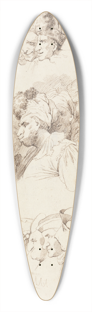 John Hamilton Mortimer - Studies of Groups of Heads 39.3 inch art pintail longboard deck