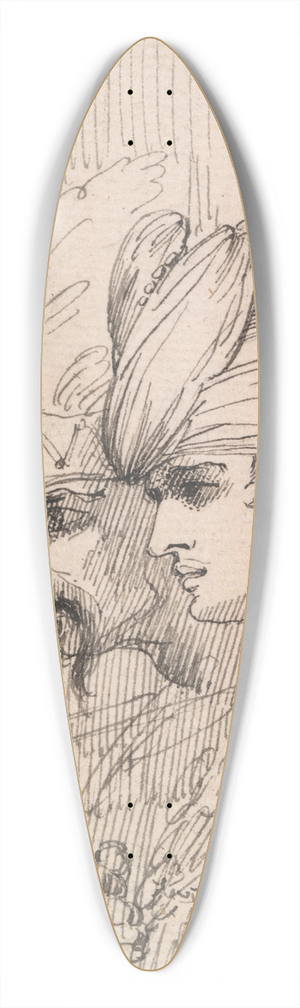John Hamilton Mortimer - Two Heads in a Roundel 39.3 inch art pintail longboard deck