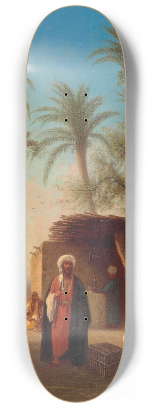 Charles Thodore Frre - Village in the desert, Algeria 8.25 inch art skate deck