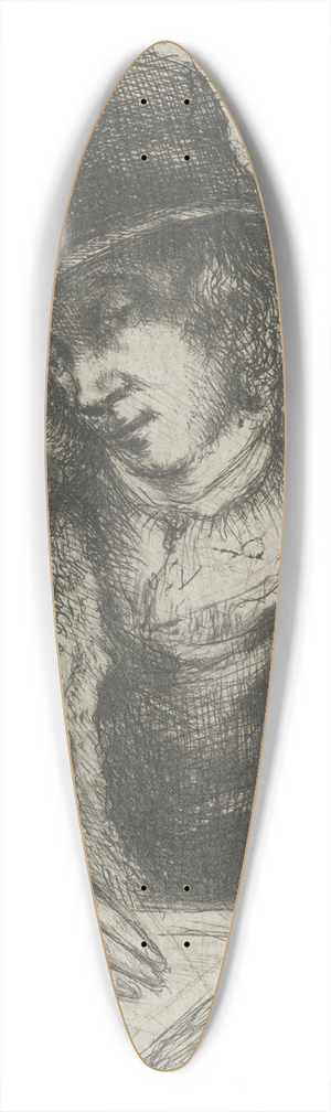 John James Chalon - Portrait of a Man with Hat 39.3 inch art pintail longboard deck