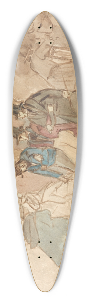 John James Chalon - Skating in the Park 39.3 inch art pintail longboard deck