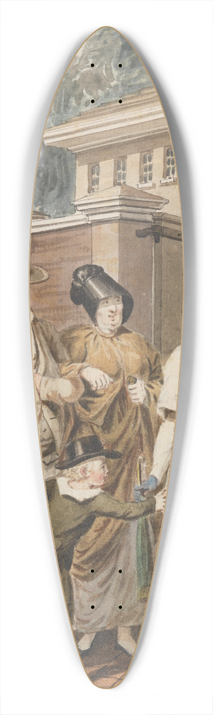 John Lewis Krimmel - Sunday Morning in front of the Arch Street Meeting House, Philadelphia 39.3 inch art pintail longboard deck