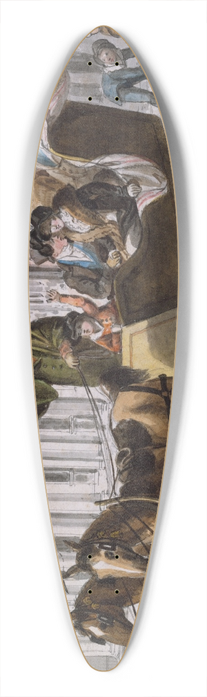 John Lewis Krimmel - Winter Scene in PhiladelphiaThe Bank of the United States in the Background 39.3 inch art pintail longboard deck