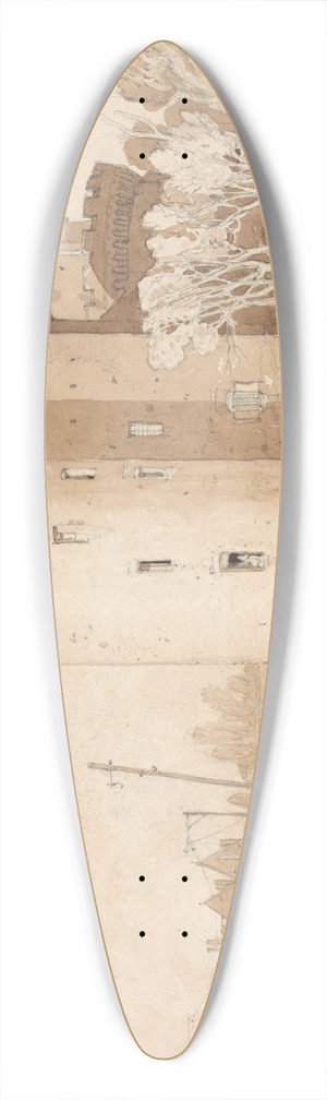 John Sell Cotman - Castle at Alencon 39.3 inch art pintail longboard deck