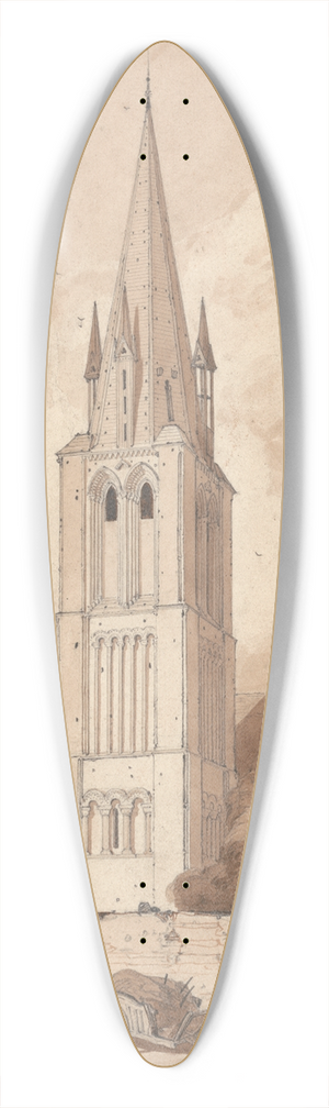 John Sell Cotman - Douvres Church, Normandy 39.3 inch art pintail longboard deck
