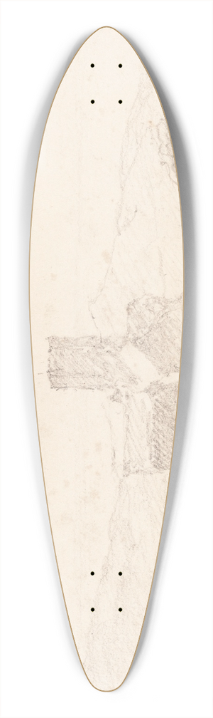 John Sell Cotman - Landscape with Church 39.3 inch art pintail longboard deck