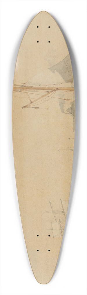 John Thirtle - A barge on a canal, Norfolk 39.3 inch art pintail longboard deck