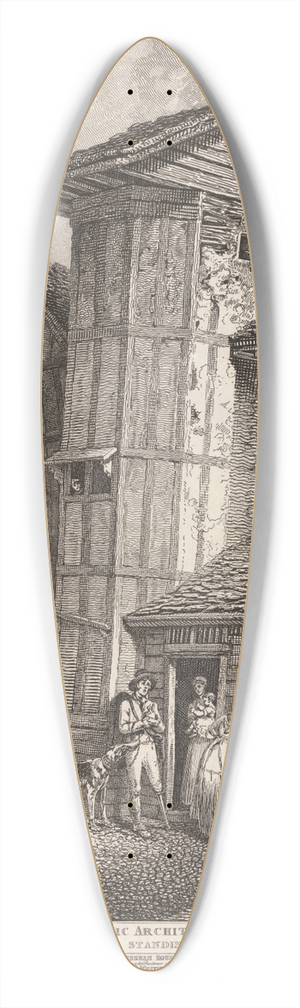John Thomas Smith - Domestic Architecture  N. E. View of an Old House lately Standing in Sweedons Passage, Grub Street 39.3 inch art pintail longboard deck