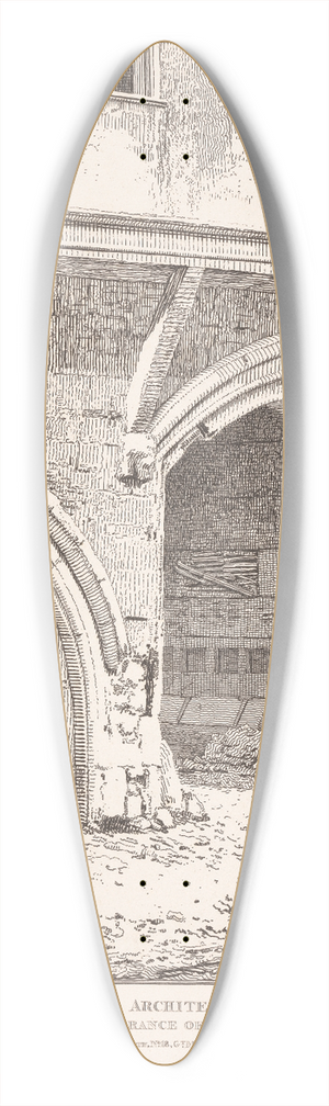 John Thomas Smith - Sacred Architecture; the South Entrance of Dukes Place 39.3 inch art pintail longboard deck John Thomas Smith - Sacred Architecture; the South Entrance of Dukes Place 39.3 inch art pintail longboard deck