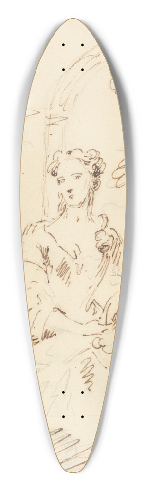 John Vanderbank - Lady and Cockatoo 39.3 inch art pintail longboard deck