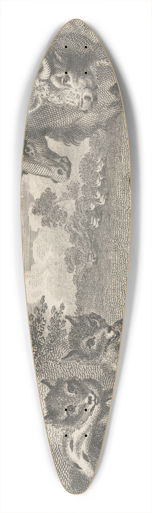 John Wootton - Fable VII. The Lion, the Fox, and the Geese 39.3 inch art pintail longboard deck