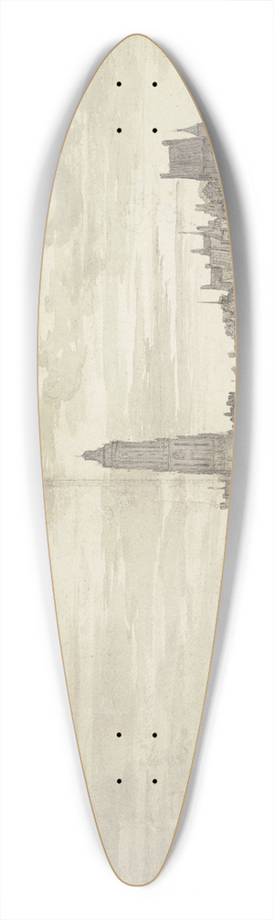Joris van der Haagen - Stadtansicht mit einer Kathedrale und langer Stadtmauer 39.3 inch art pintail longboard deck