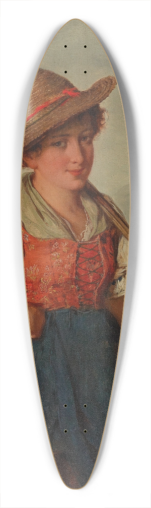Josef Bche - Portrait Of A Young Girl In Traditional Costume 39.3 inch art pintail longboard deck