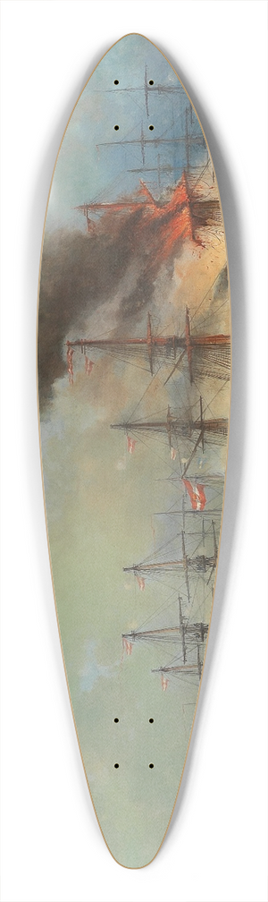 Josef Carl Berthold Pttner - The sea battle at Helgoland on 9 May 1864 39.3 inch art pintail longboard deck