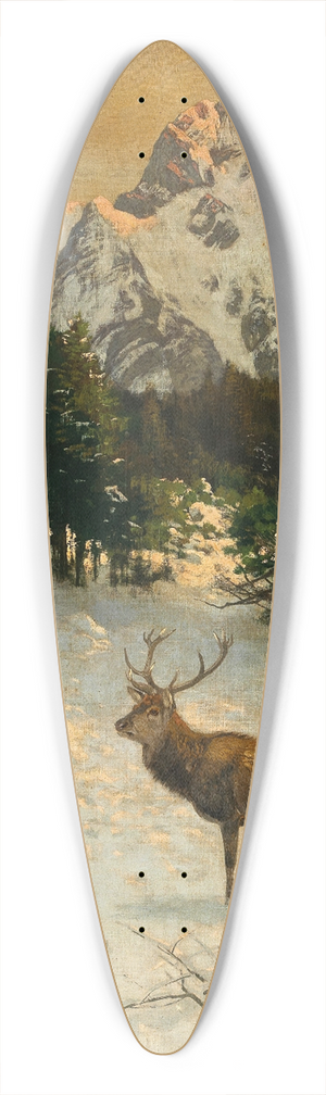 Josef Schmitzberger - Red Deer in the Alps in Winter 39.3 inch art pintail longboard deck