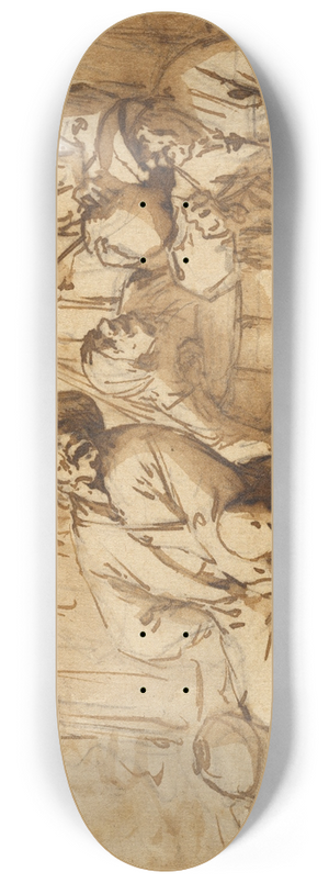 Adriaen van Ostade - Peasants Drinking in a Tavern 8.25 inch art skate deck