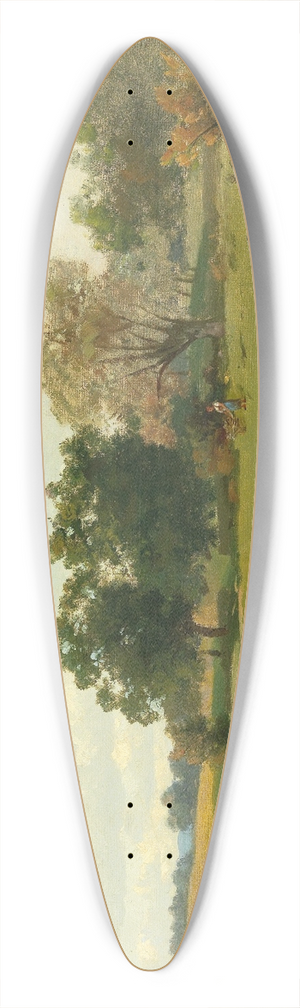 Josef Willroider - Landscape with Woman Gathering Wood 39.3 inch art pintail longboard deck