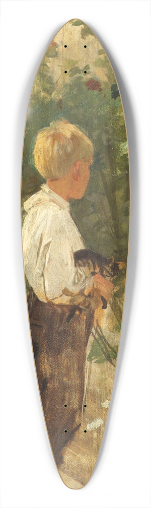 Joseph Hasslwander - Knabe mit Katze im Garten 39.3 inch art pintail longboard deck