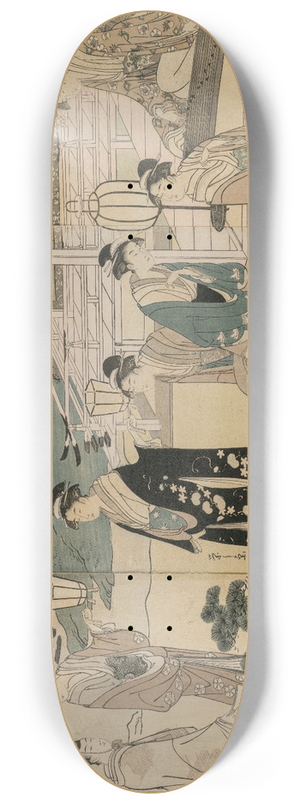 Chbunsai Eishi - The Matsukaze Chapter of the Tale of Genji (from the series The Tale of Genji in Elegant Modern Dress) 8.25 inch art skate deck