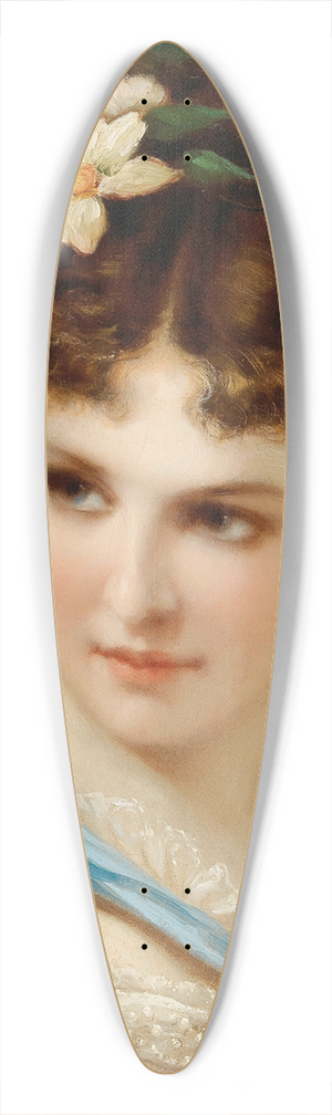 Joseph Hippolyte Aussandon - Portrait Of A Girl With Flowers In Her Hair 39.3 inch art pintail longboard deck