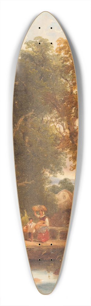 Joseph Horlor - Peasants walking by a stream 39.3 inch art pintail longboard deck