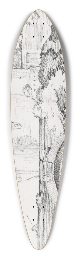 Joseph-Marie Vien - A Stone Bridge and the Fortified Entrance to a Town 39.3 inch art pintail longboard deck
