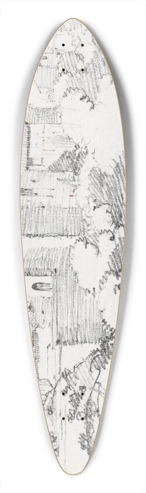 Joseph-Marie Vien - Buildings behind the Vatican 39.3 inch art pintail longboard deck