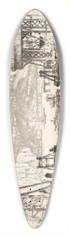Joseph Pennell - Building Dover Pier 39.3 inch art pintail longboard deck Joseph Pennell - Building Dover Pier 39.3 inch art pintail longboard deck