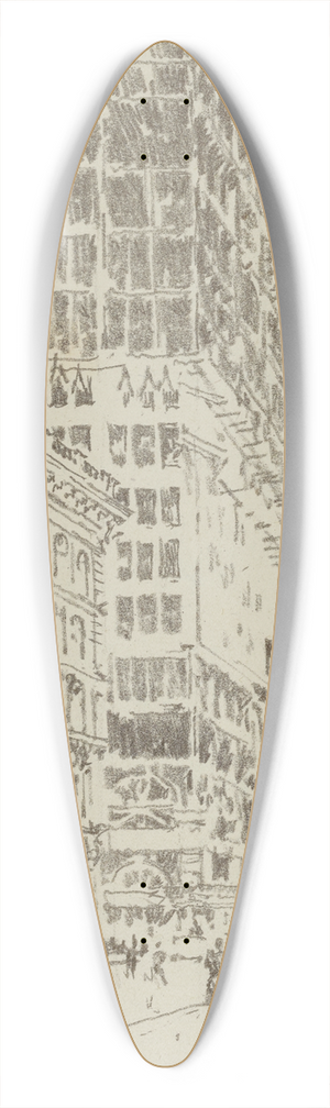 Joseph Pennell - Building The Building 39.3 inch art pintail longboard deck Joseph Pennell - Building The Building 39.3 inch art pintail longboard deck