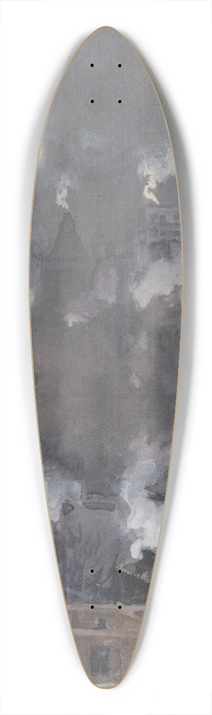 Joseph Pennell - Smoke and fog on gray day, New York City 39.3 inch art pintail longboard deck Joseph Pennell - Smoke and fog on gray day, New York City 39.3 inch art pintail longboard deck