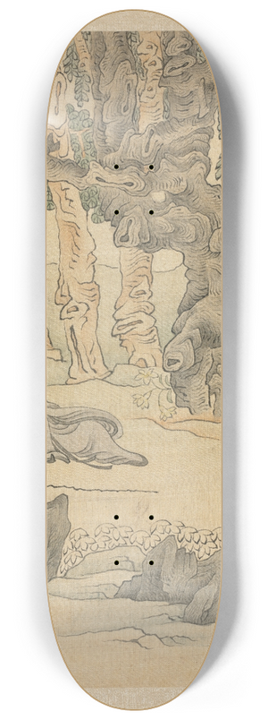 Chen Hongshou - Portrait of Zhongqing in a Landscape 8.25 inch art skate deck